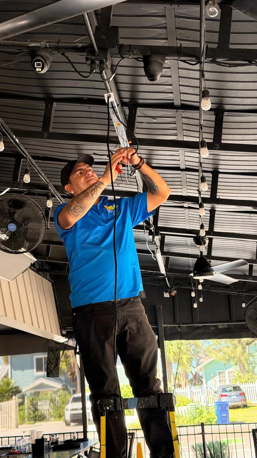 Overhead lighting work